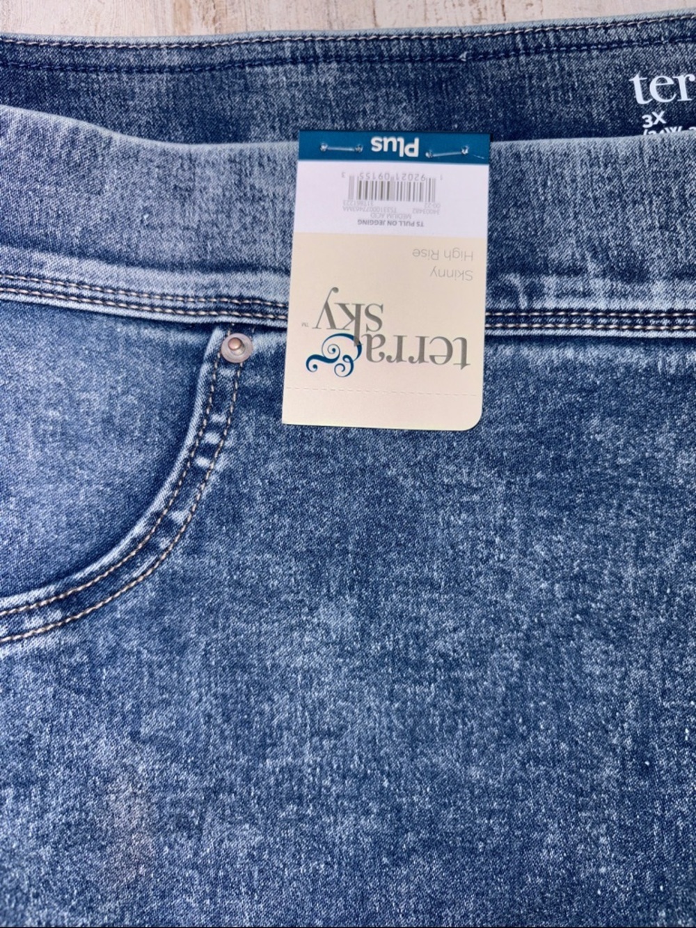 Terra & Sky Medium Blue Stretch Jeggings Sizs 3X (24W-26W) - Picture 2 of 12
